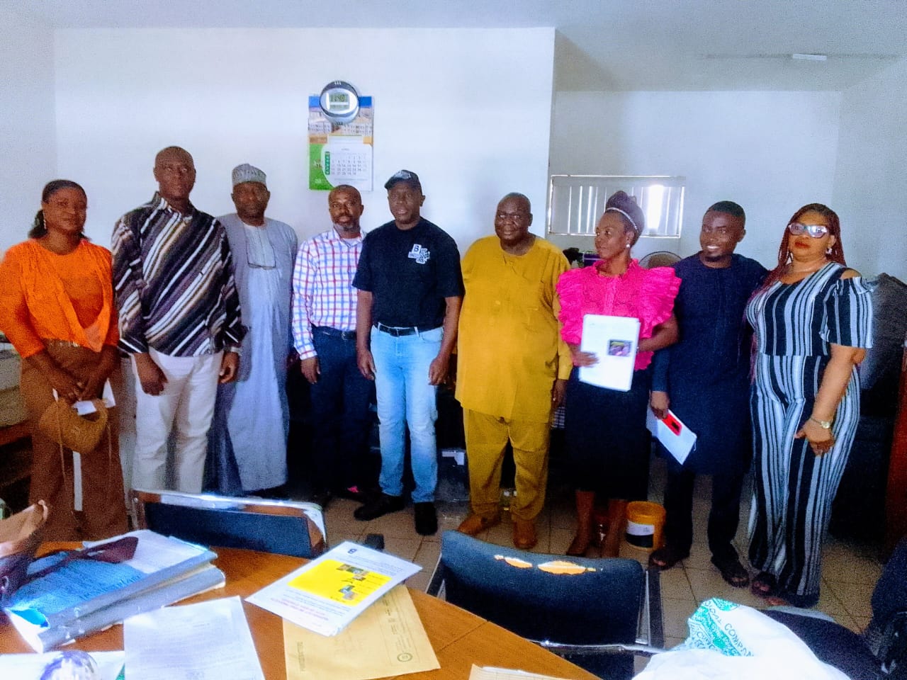 EWB Nigeria team meeting with a biopolymer innovator at FMIST
